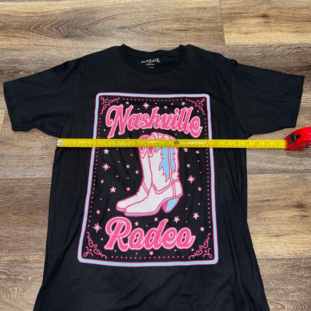 Persaya Nashville Rodeo Black & Pink Short Sleeve Shirt Size Medium 🐴LIKE NEW💕 - Picture 6 of 8
